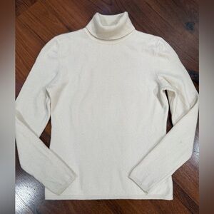 Charter Club 2-Ply 100% Cashmere Turtleneck Sweater Sz Petite Small Cream